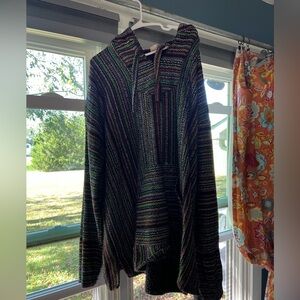 Striped Multicolor Women's Poncho